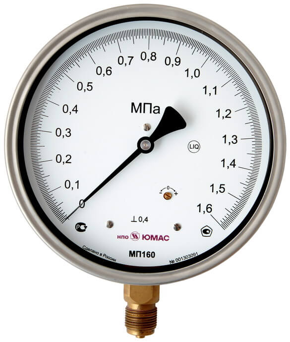 Манометры образцовые, эталонные (именованная шкала)