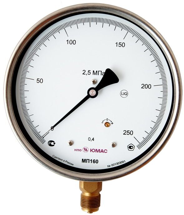 Манометры образцовые, эталонные (условная шкала)