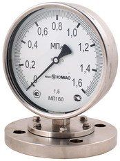 Манометры коррозионностойкие с плоской мембраной диаметром Ø 100мм, Ø 160мм