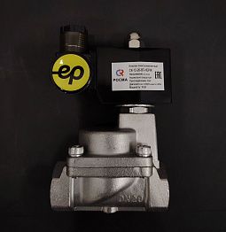 СК-12-20-ВТ-НЕРЖ Клапан электромагнитный (соленоидный) двухходовой. Нормально закрытый НЗ. Номинальное напряжение катушки DС 24В. Ду20, присоединение G3/4. Непрямого действия. Корпус - нерж. сталь. Поршень - PTFE, температура среды до +180С.