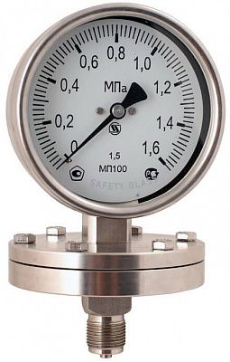 Манометры коррозионностойкие с плоской мембраной диаметром Ø 100мм, Ø 160мм, фото 2