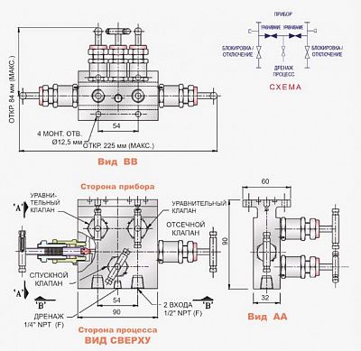 5-вентильные блоки – соединение «труба – фланец» (5VM-EP-SS-12-T), фото 3